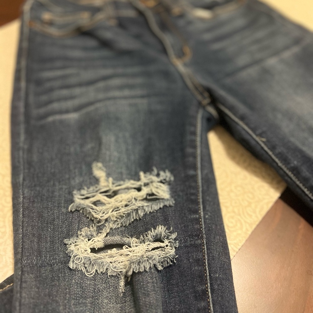 Judy Blue Jeans 1/25 Skinny Fit Mid Rise Distress Raw Hem Denim ClassicCore - Picture 3 of 8